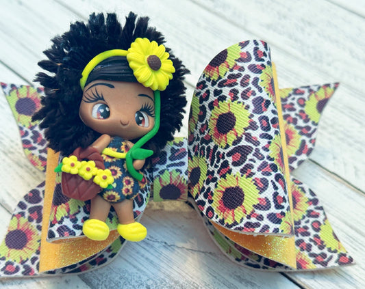 African American Sunflower Hair Bow