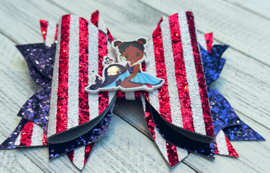 African American Patriotic Hair Bow