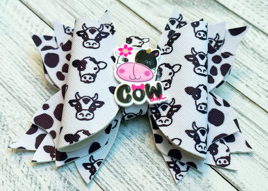 Cow Themed Hair Bow